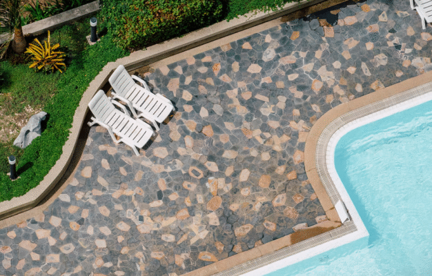 stamped concrete pool deck